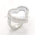 Hot caliente plata de ley de acero inoxidable flotante corazón locket anillos de moda damas joyas anillo de dedo